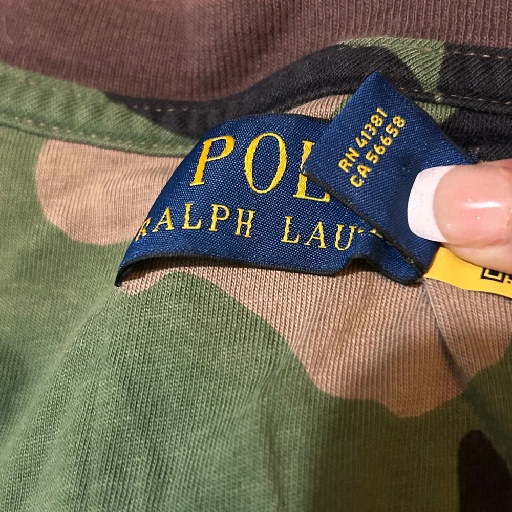 Polo Ralph Lauren Mens 5XB Camo Pocket T-Shirt Green Brown Woodland Camouflage